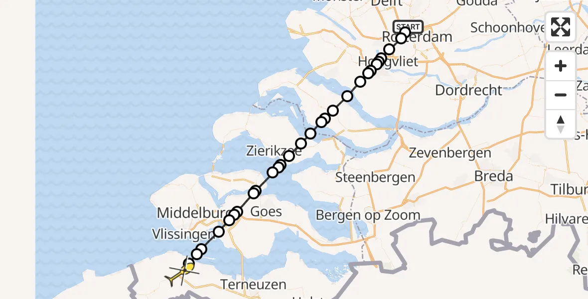 Routekaart van de vlucht: Lifeliner 2 naar Schoondijke