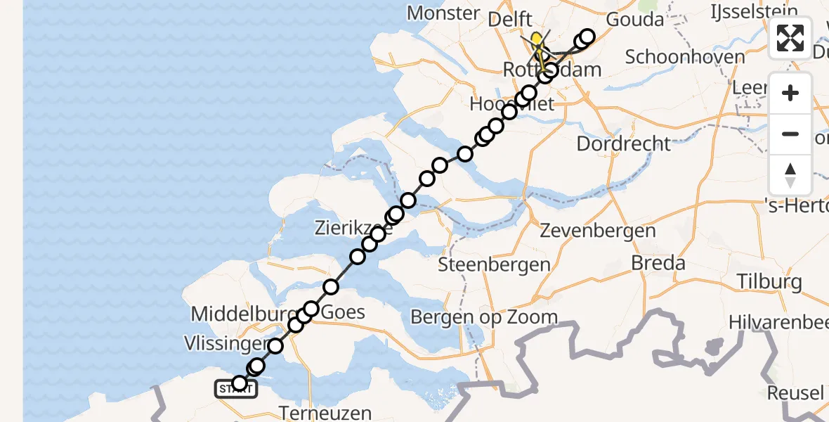 Routekaart van de vlucht: Lifeliner 2 naar Rotterdam The Hague Airport