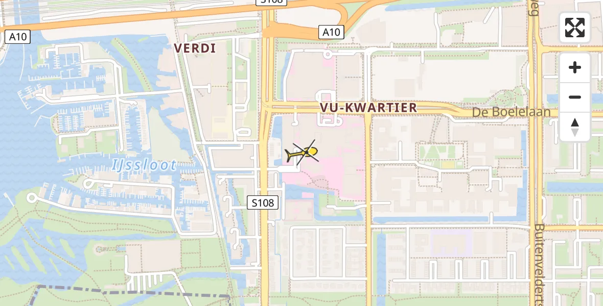 Routekaart van de vlucht: Lifeliner 1 onderweg vanuit VU Medisch Centrum Amsterdam