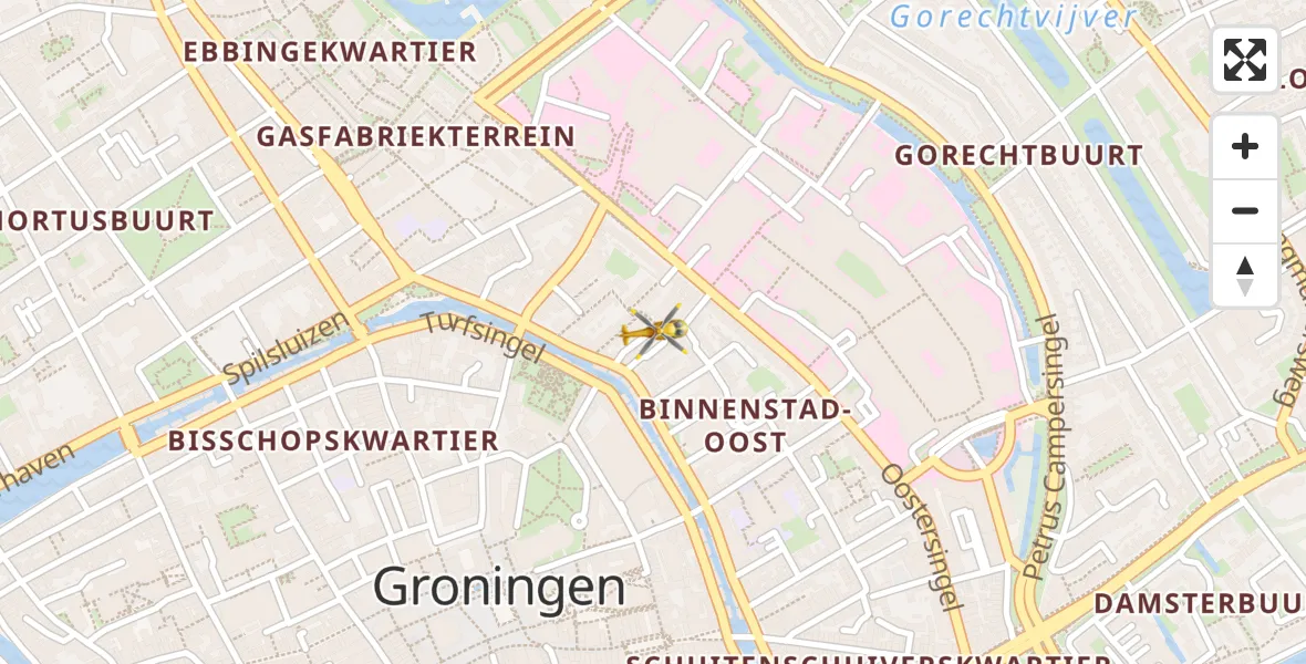 Vluchtroute Traumahelikopter vanuit Universitair Medisch Centrum Groningen