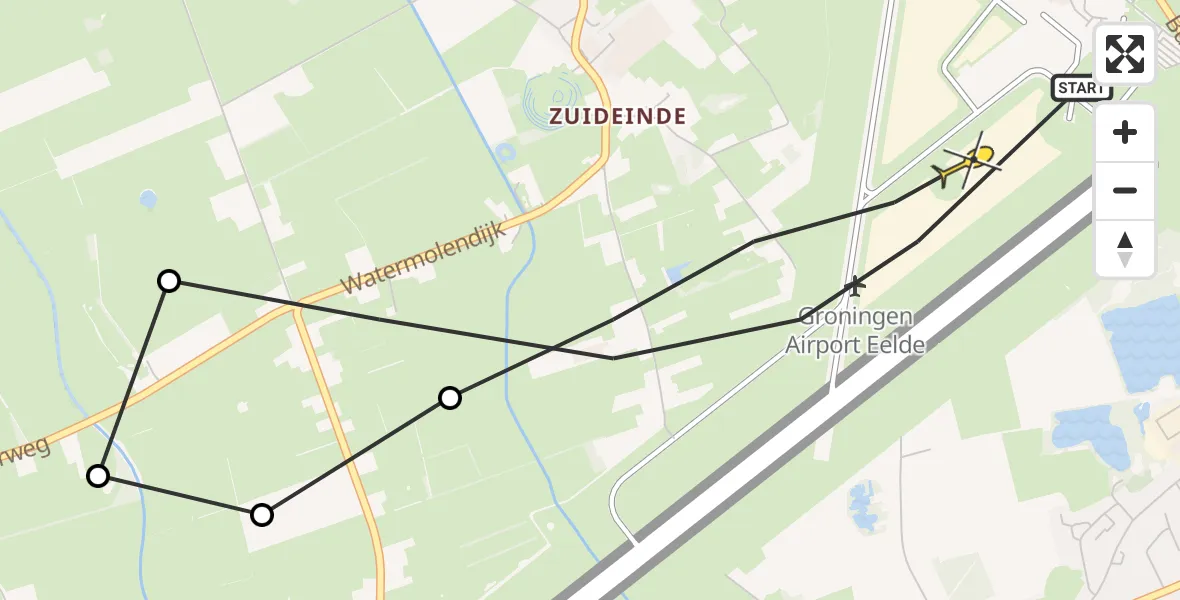 Routekaart van de vlucht: Lifeliner 4 naar Groningen Airport Eelde