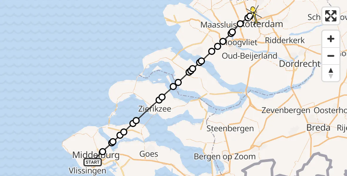 Routekaart van de vlucht: Lifeliner 2 naar Rotterdam The Hague Airport