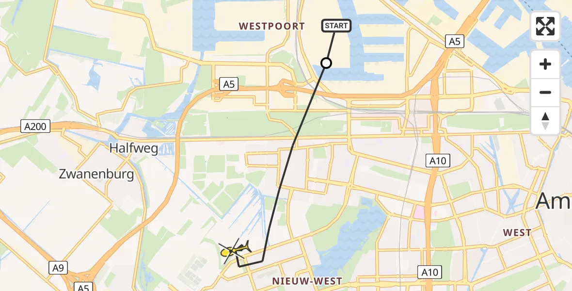 Routekaart van de vlucht: Lifeliner 1 naar Amsterdam