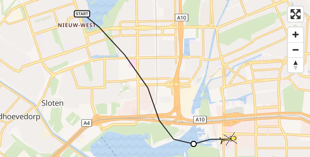 Routekaart van de vlucht: Lifeliner 1 naar VU Medisch Centrum Amsterdam