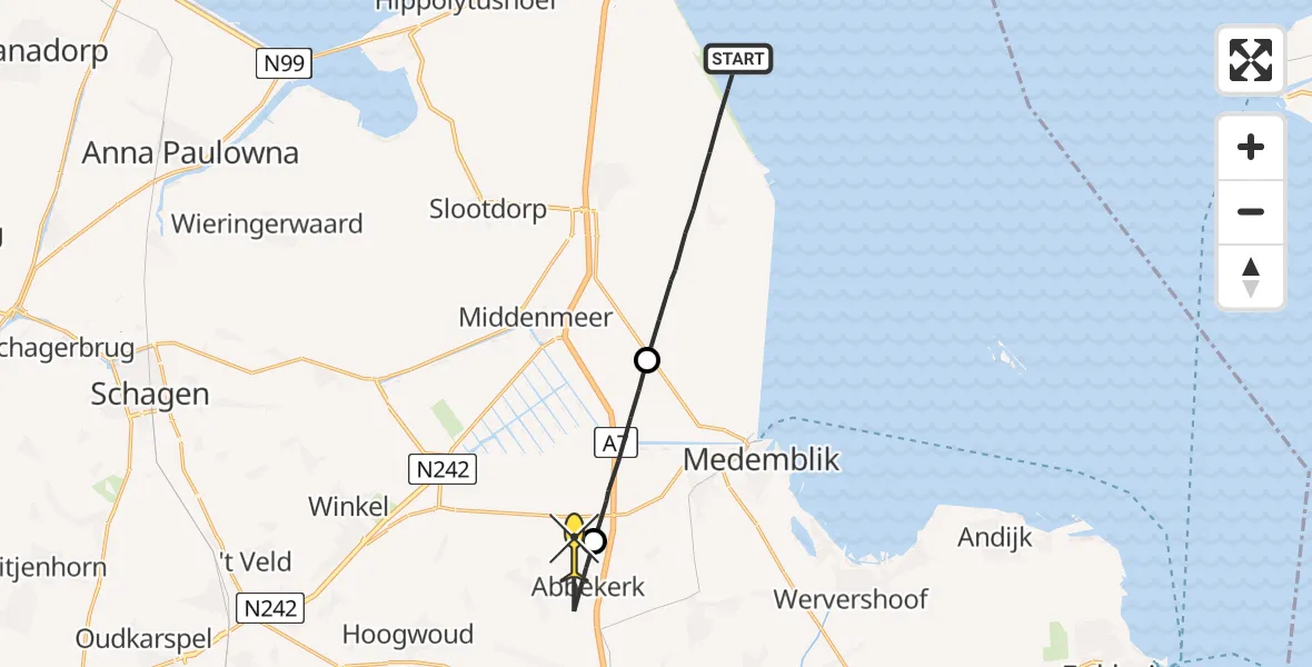 Routekaart van de vlucht: Politiehelikopter naar Lambertschaag