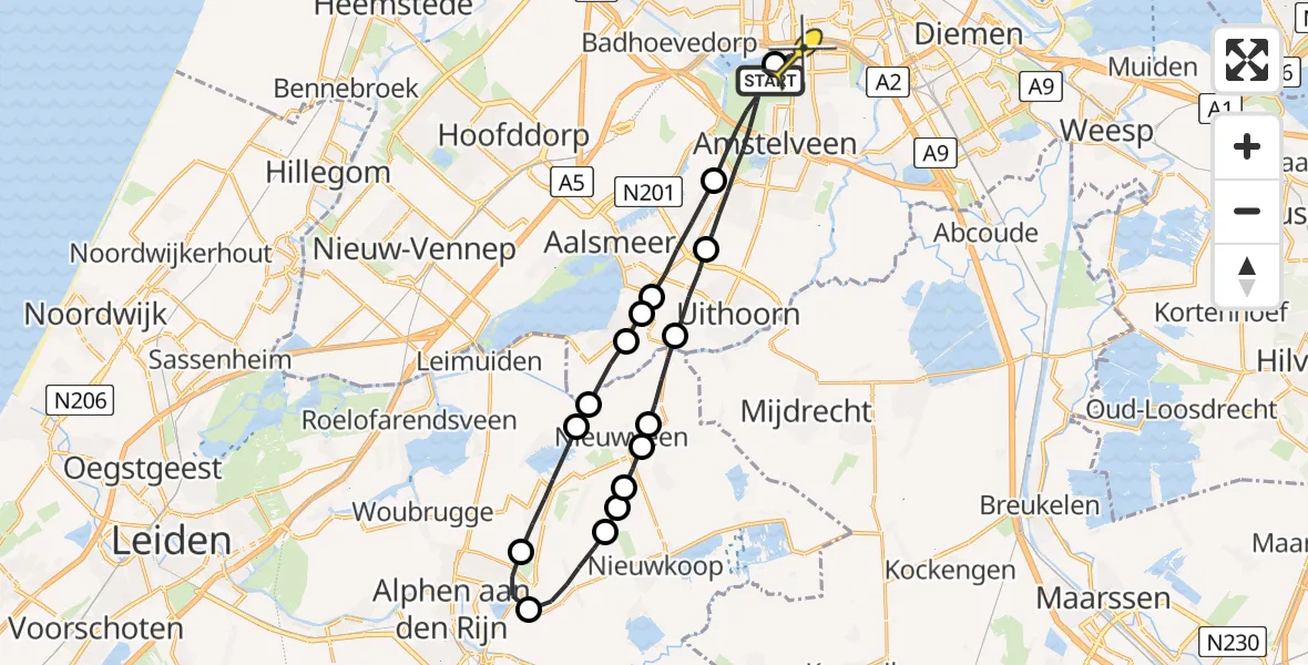 Routekaart van de vlucht: Lifeliner 1 naar VU Medisch Centrum Amsterdam