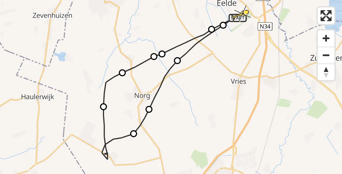 Routekaart van de vlucht: Lifeliner 4 naar Groningen Airport Eelde