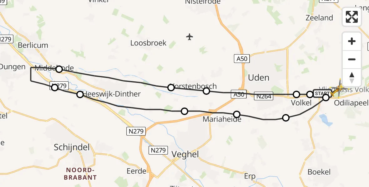Vluchtroute Traumahelikopter Vliegbasis Volkel - Vliegbasis Volkel, 28 februari 2023, 10:12