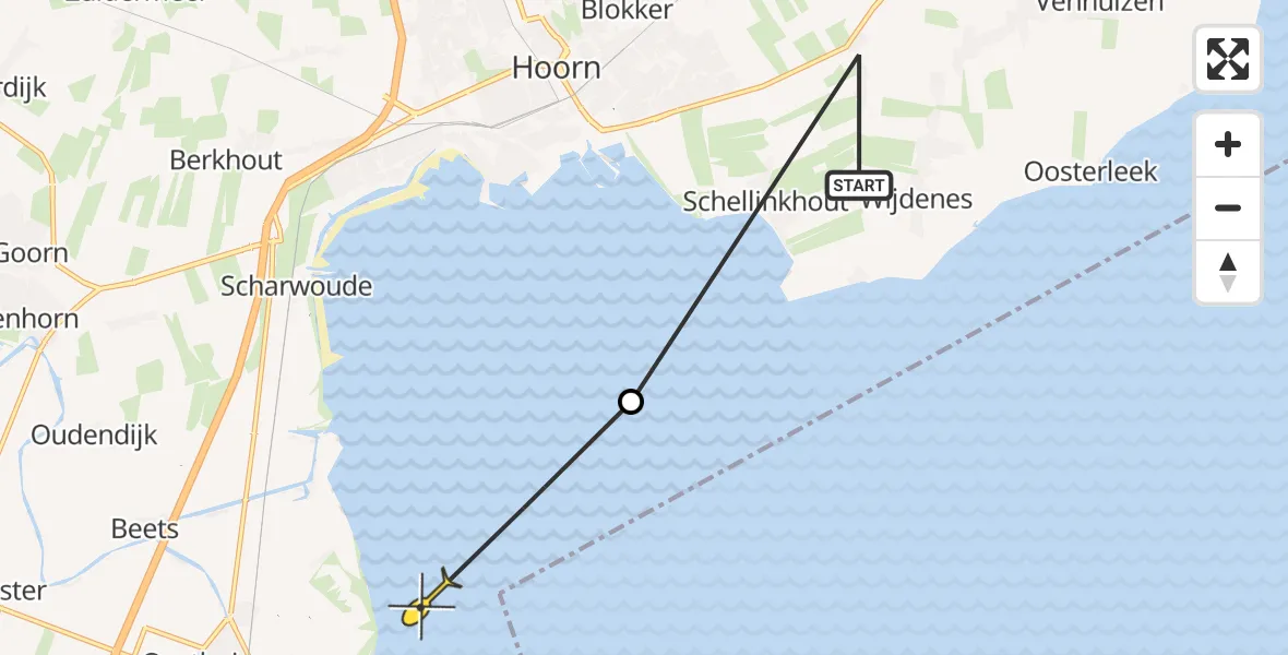 Routekaart van de vlucht: Politiehelikopter naar Oosthuizen
