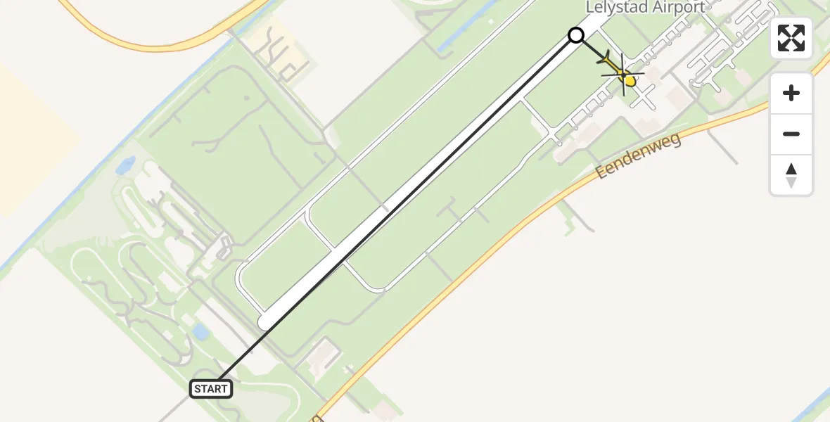 Routekaart van de vlucht: Traumahelikopter naar Lelystad Airport