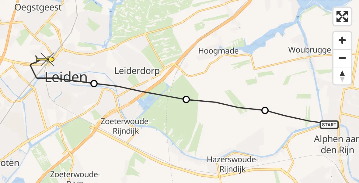 Routekaart van de vlucht: Lifeliner 1 naar Leiden