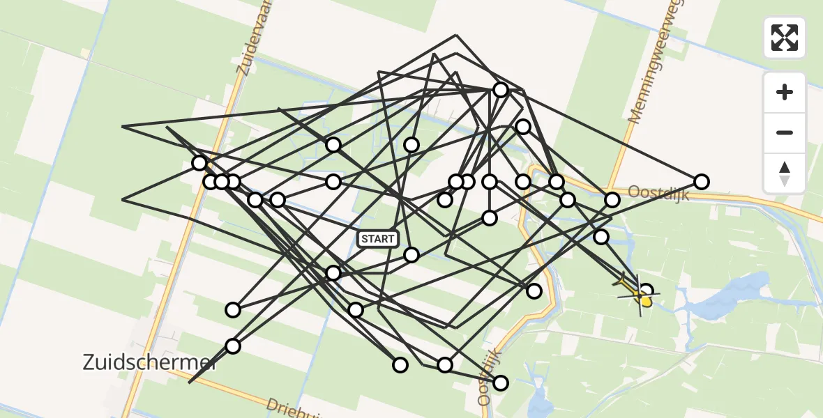 Routekaart van de vlucht: Politieheli naar Grootschermer