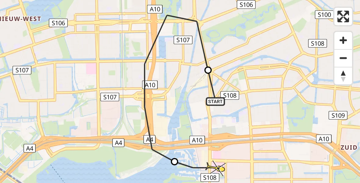 Routekaart van de vlucht: Lifeliner 1 naar VU Medisch Centrum Amsterdam