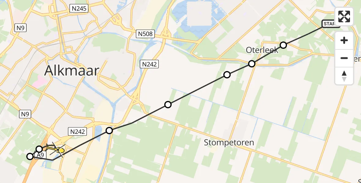 Routekaart van de vlucht: Lifeliner 1 naar Alkmaar