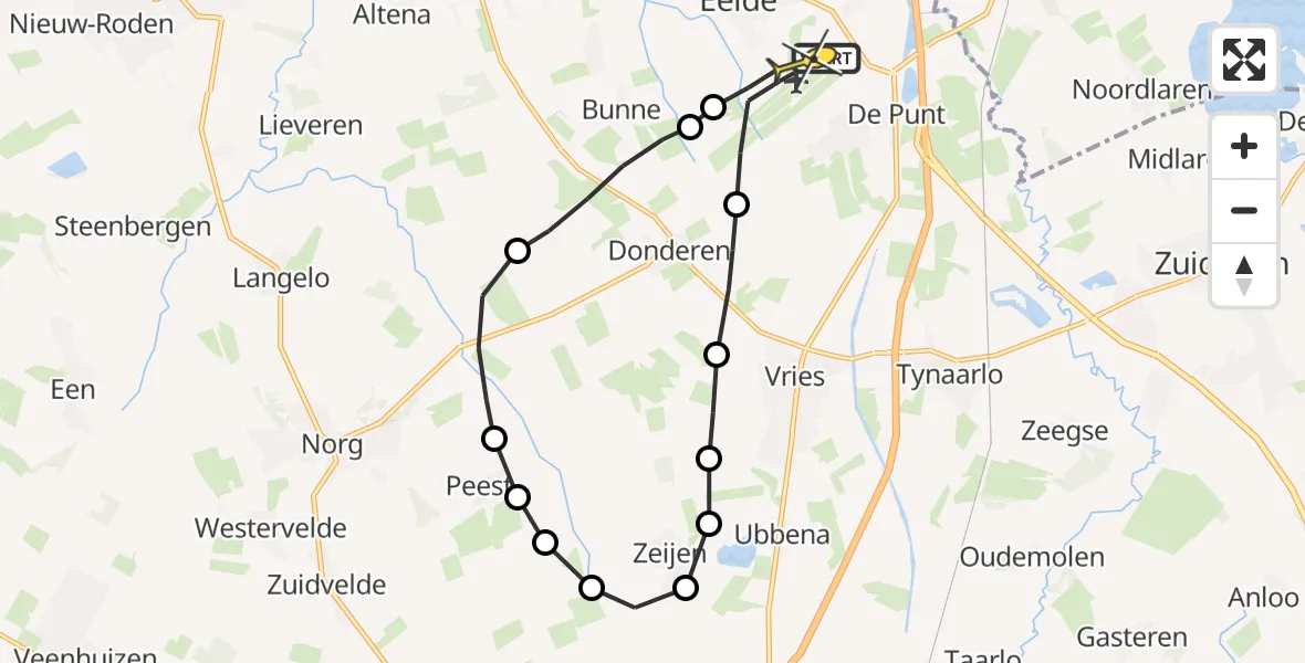 Routekaart van de vlucht: Lifeliner 4 naar Groningen Airport Eelde