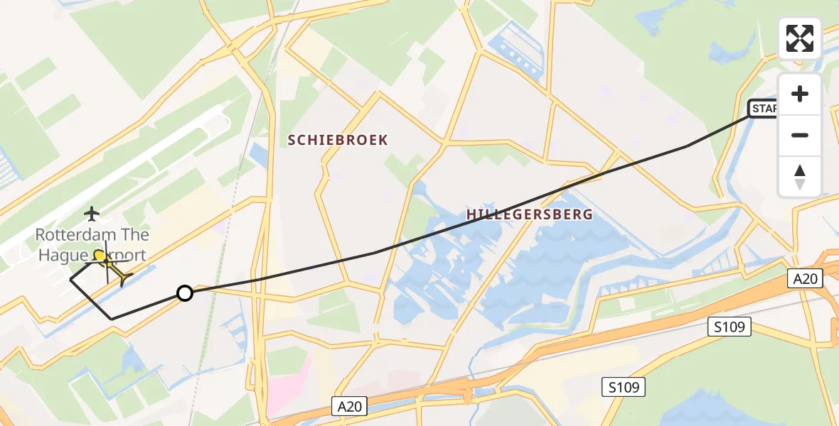 Routekaart van de vlucht: Lifeliner 2 naar Rotterdam The Hague Airport