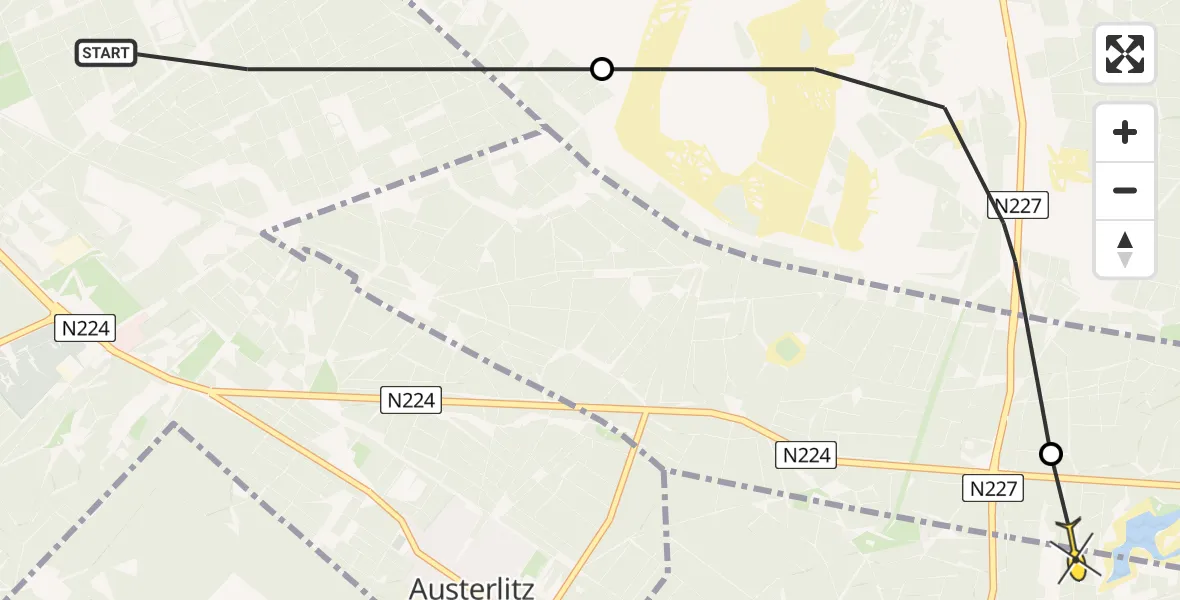 Routekaart van de vlucht: Politiehelikopter naar Woudenberg