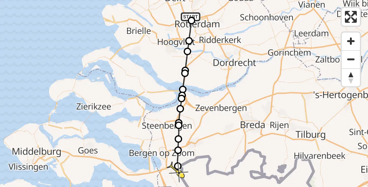 Routekaart van de vlucht: Lifeliner 2 naar Huijbergen