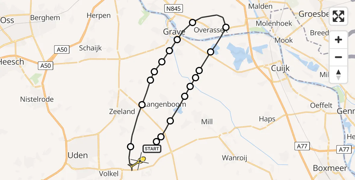 Routekaart van de vlucht: Lifeliner 3 naar Vliegbasis Volkel