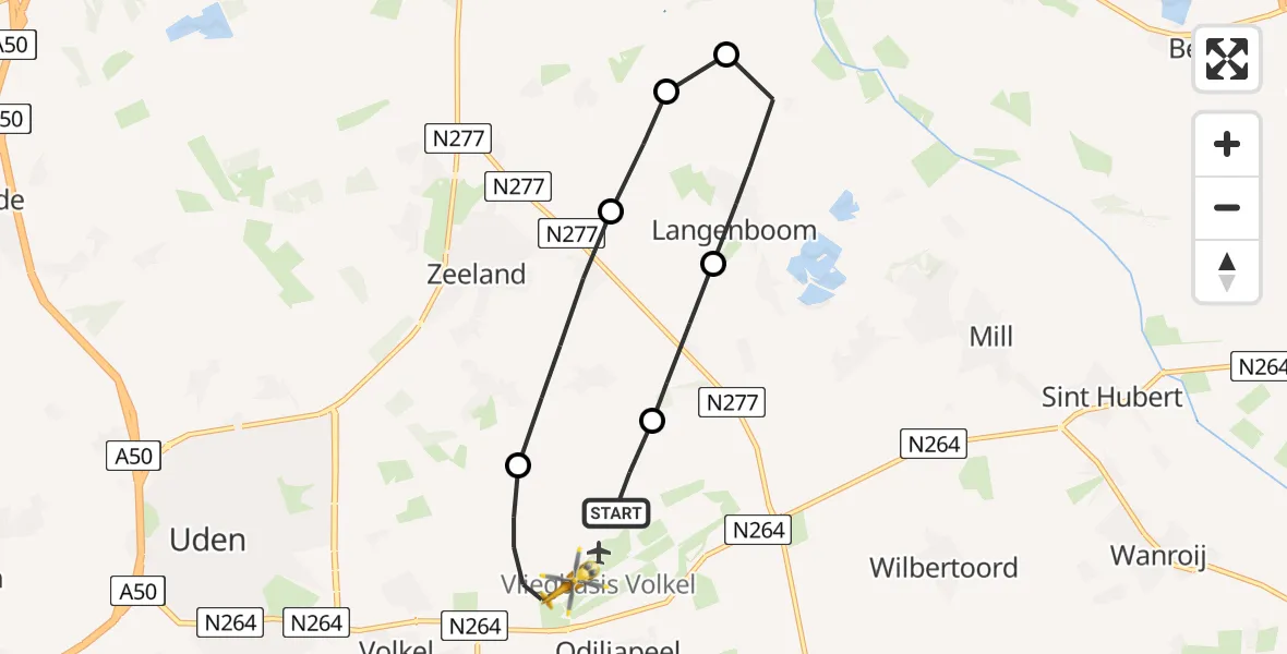 Vluchtroute Traumahelikopter Vliegbasis Volkel - Vliegbasis Volkel, 01 maart 2023, 16:20