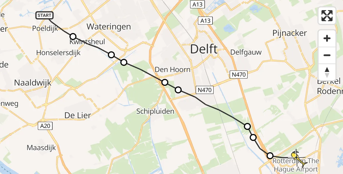 Routekaart van de vlucht: Lifeliner 2 naar Rotterdam The Hague Airport