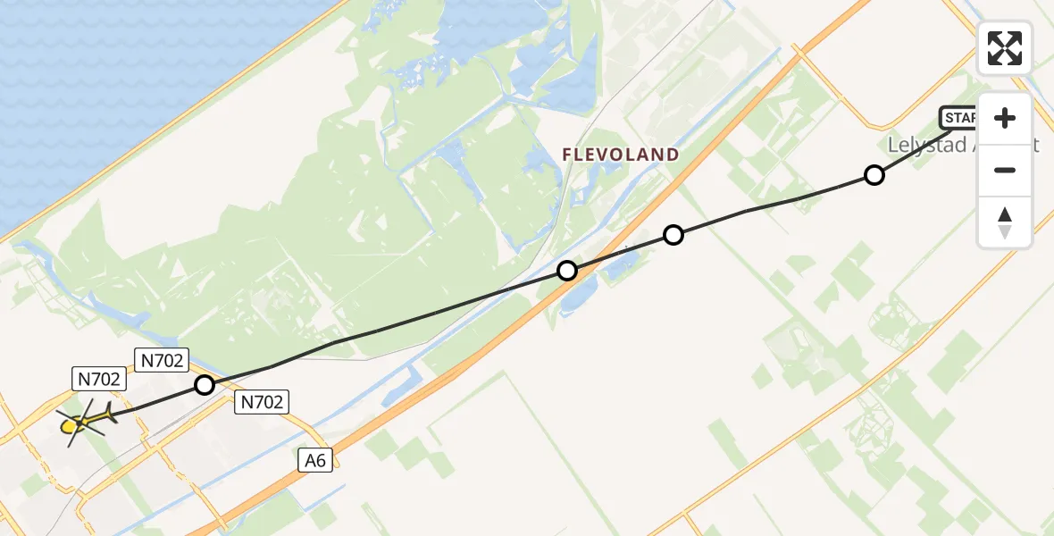 Routekaart van de vlucht: Traumaheli naar Almere