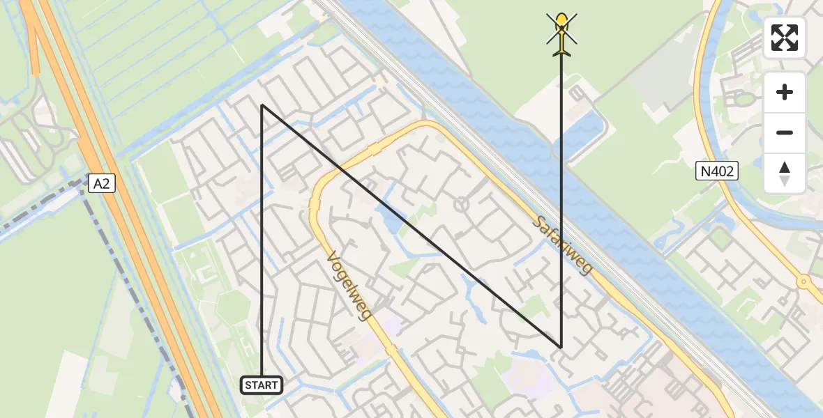 Routekaart van de vlucht: Politiehelikopter naar Maarssen