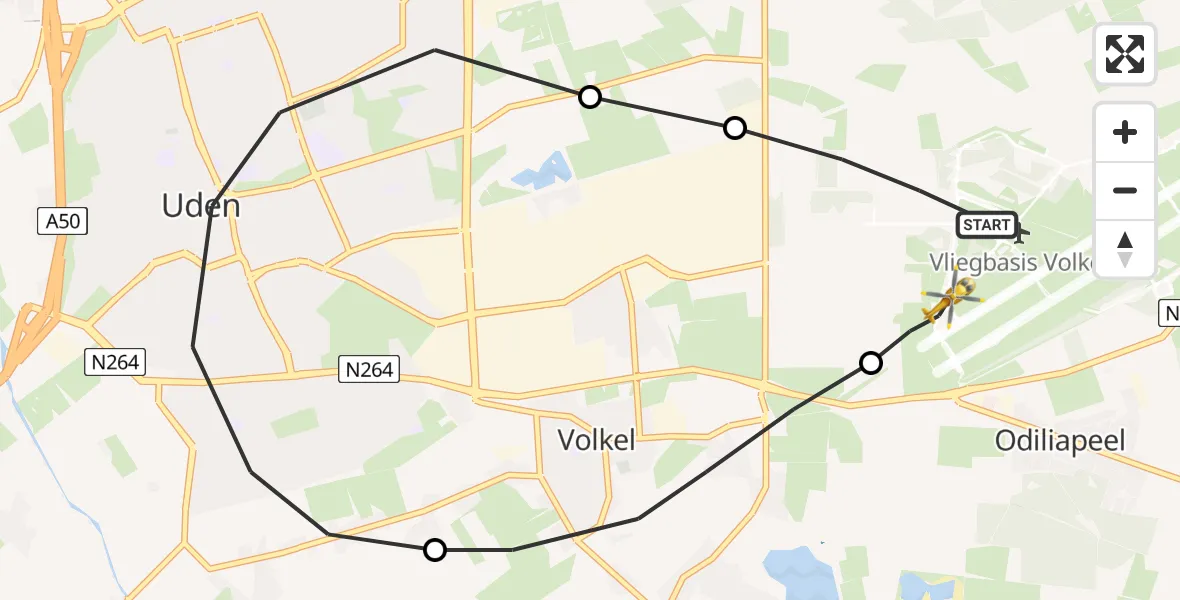 Vluchtroute Traumahelikopter Vliegbasis Volkel - Vliegbasis Volkel, 01 maart 2023, 21:38