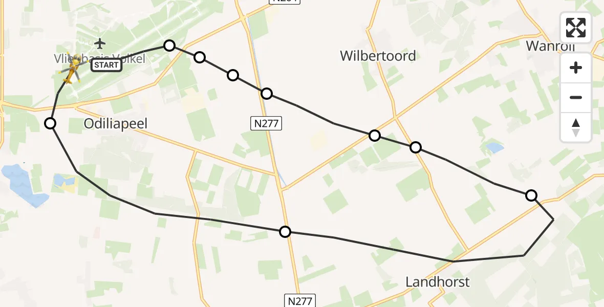 Vluchtroute Traumahelikopter Vliegbasis Volkel - Vliegbasis Volkel, 02 maart 2023, 00:18