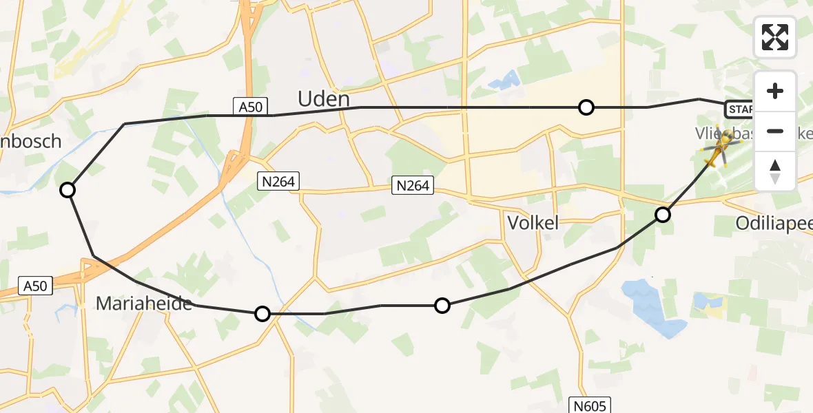 Vluchtroute Traumahelikopter Vliegbasis Volkel - Vliegbasis Volkel, 02 maart 2023, 01:57
