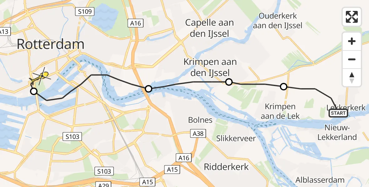 Routekaart van de vlucht: Lifeliner 2 naar Erasmus MC