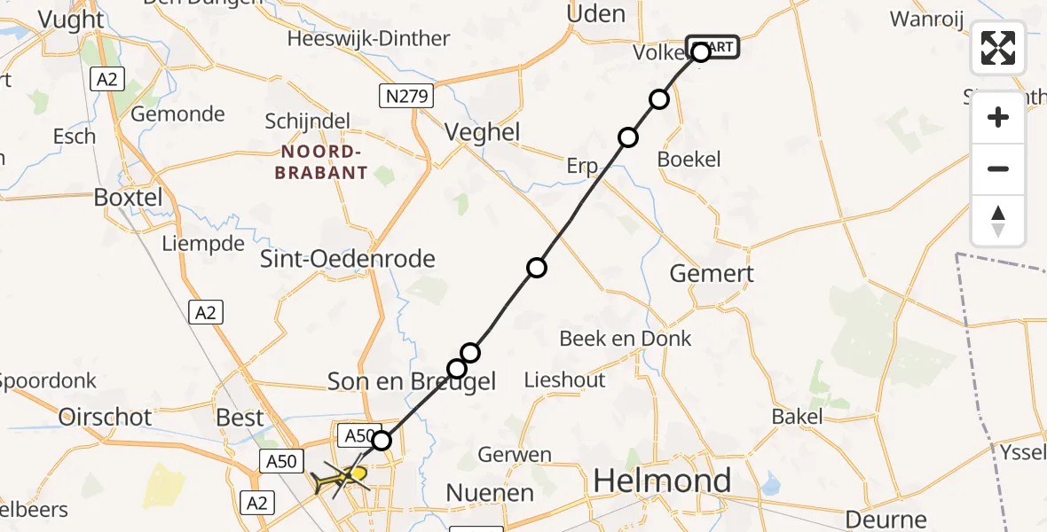 Routekaart van de vlucht: Lifeliner 3 naar Eindhoven