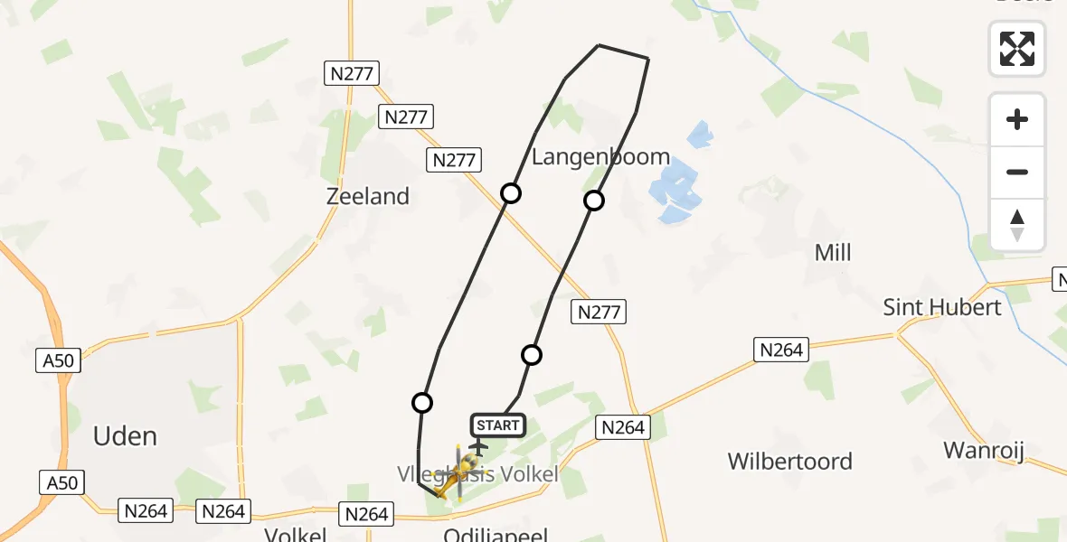 Vluchtroute Traumahelikopter Vliegbasis Volkel - Vliegbasis Volkel, 02 maart 2023, 09:14