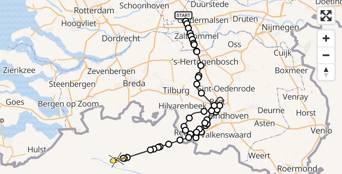 Routekaart van de vlucht: Politieheli naar Zandhoven