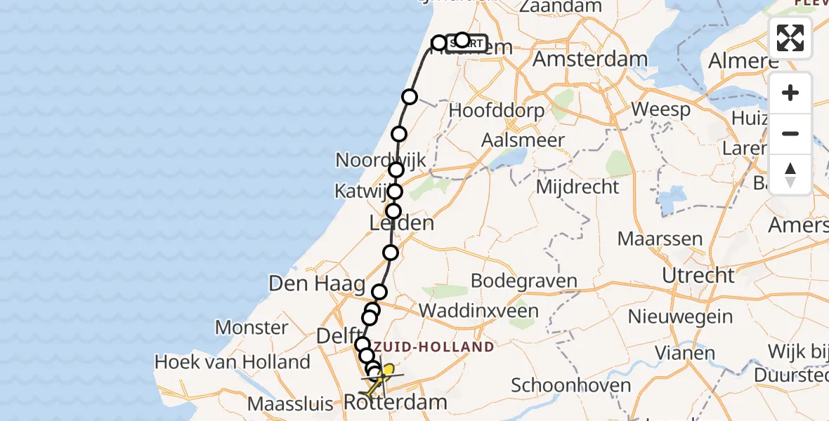 Routekaart van de vlucht: Lifeliner 2 naar Rotterdam The Hague Airport