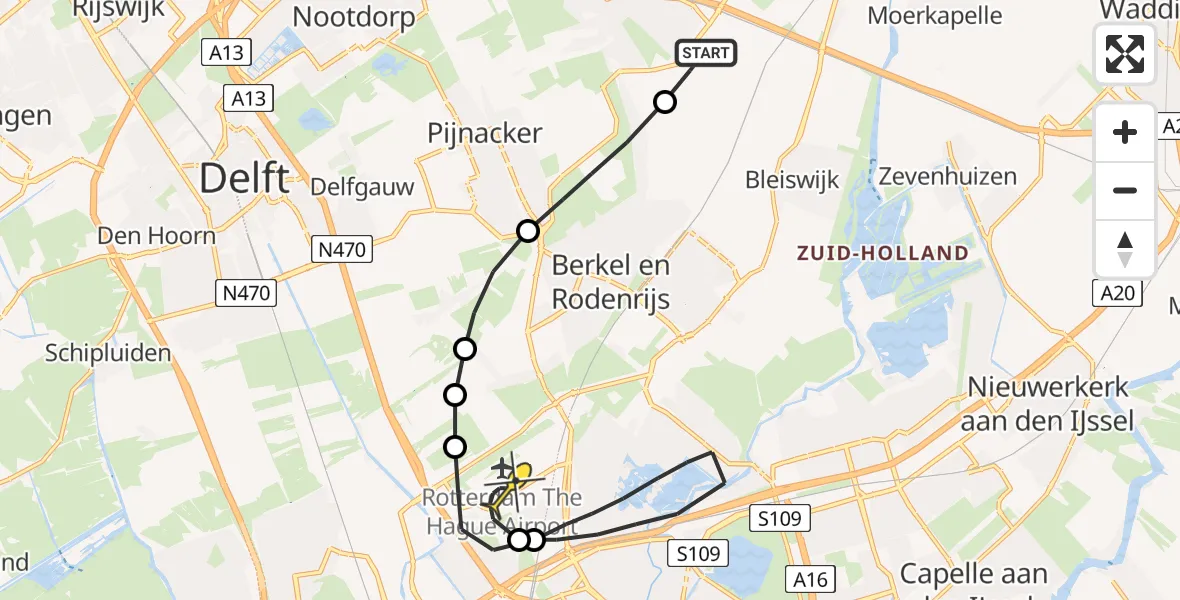 Routekaart van de vlucht: Lifeliner 2 naar Rotterdam The Hague Airport