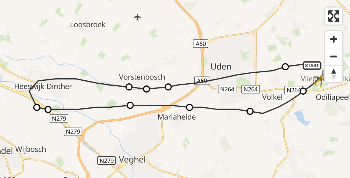Vluchtroute Traumahelikopter Vliegbasis Volkel - Vliegbasis Volkel, 03 maart 2023, 06:54