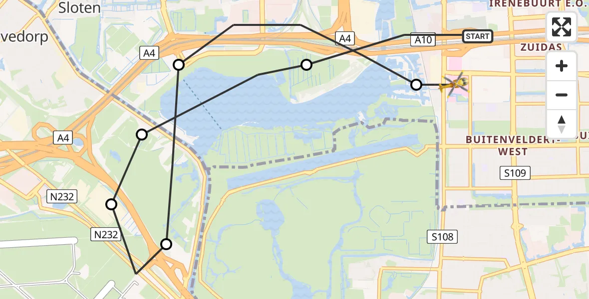 Vluchtroute Traumahelikopter VU Medisch Centrum Amsterdam - VU Medisch Centrum Amsterdam, 03 maart 2023, 08:57