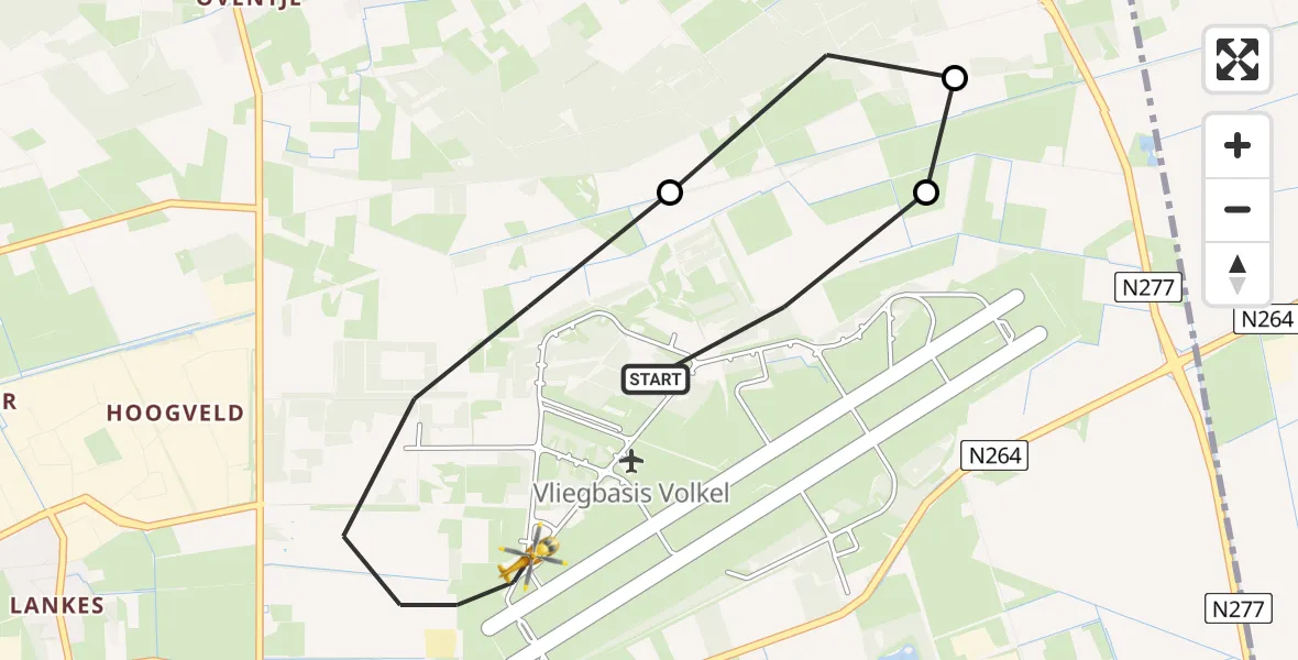Vluchtroute Traumahelikopter Vliegbasis Volkel - Vliegbasis Volkel, 03 maart 2023, 13:05