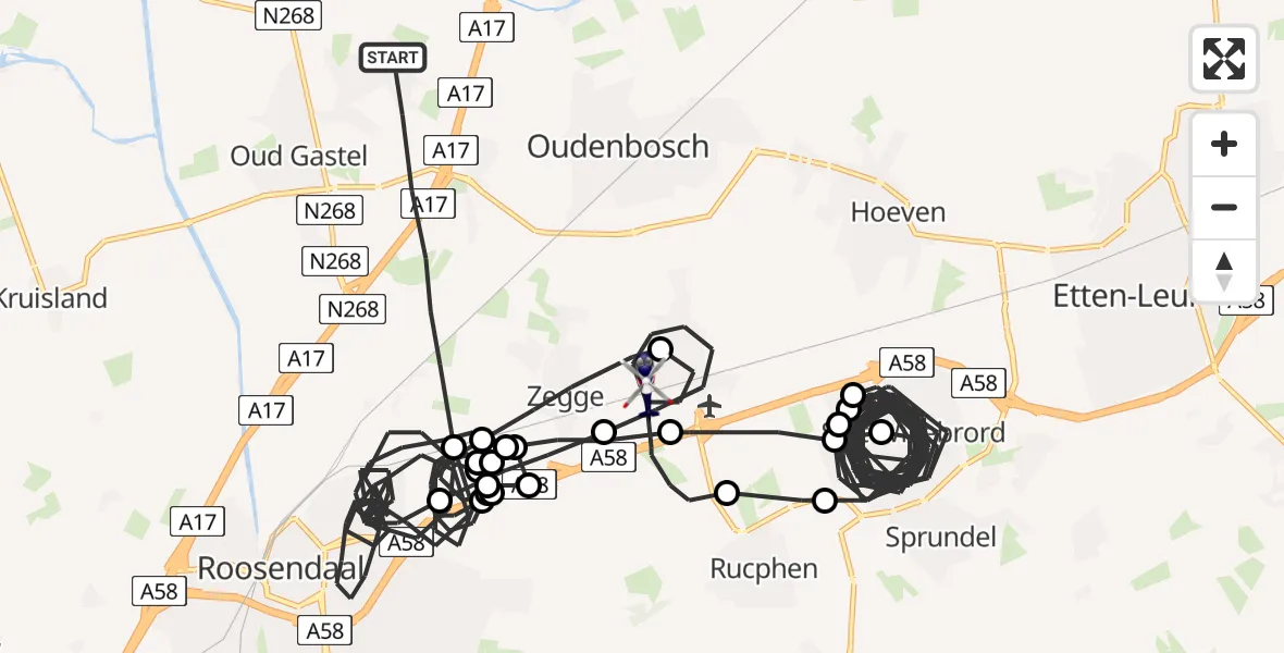 Vluchtroute Politiehelikopter Oud Gastel - Breda International Airport, 03 maart 2023, 15:41