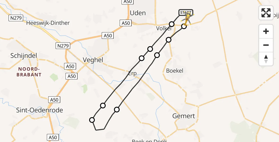 Vluchtroute Traumahelikopter Vliegbasis Volkel - Vliegbasis Volkel, 03 maart 2023, 15:45