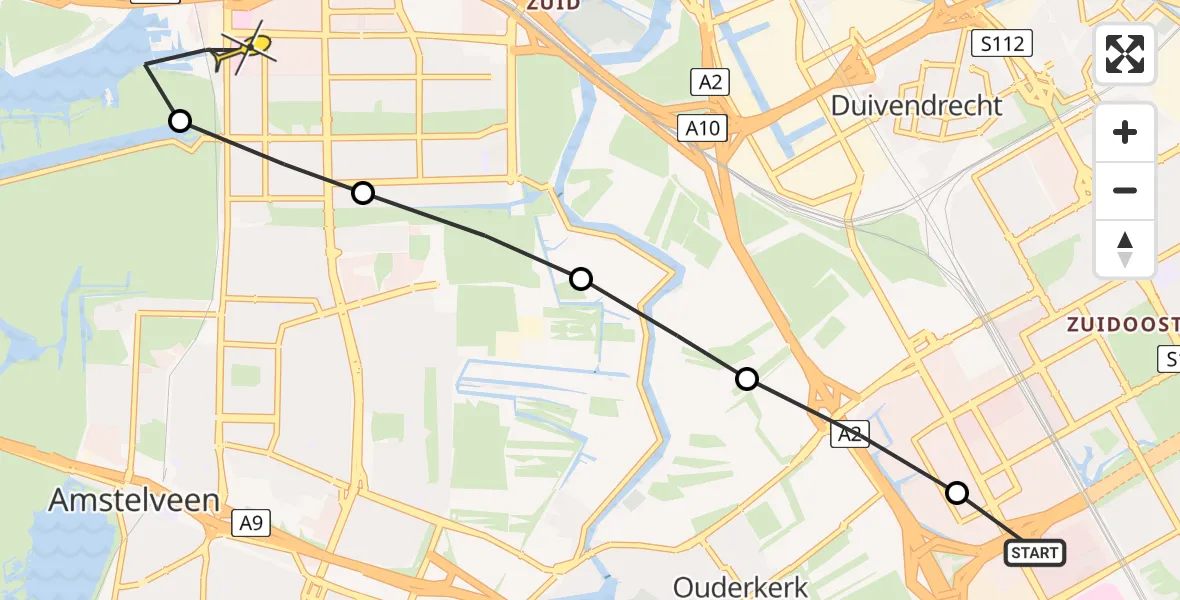 Routekaart van de vlucht: Lifeliner 1 naar VU Medisch Centrum Amsterdam