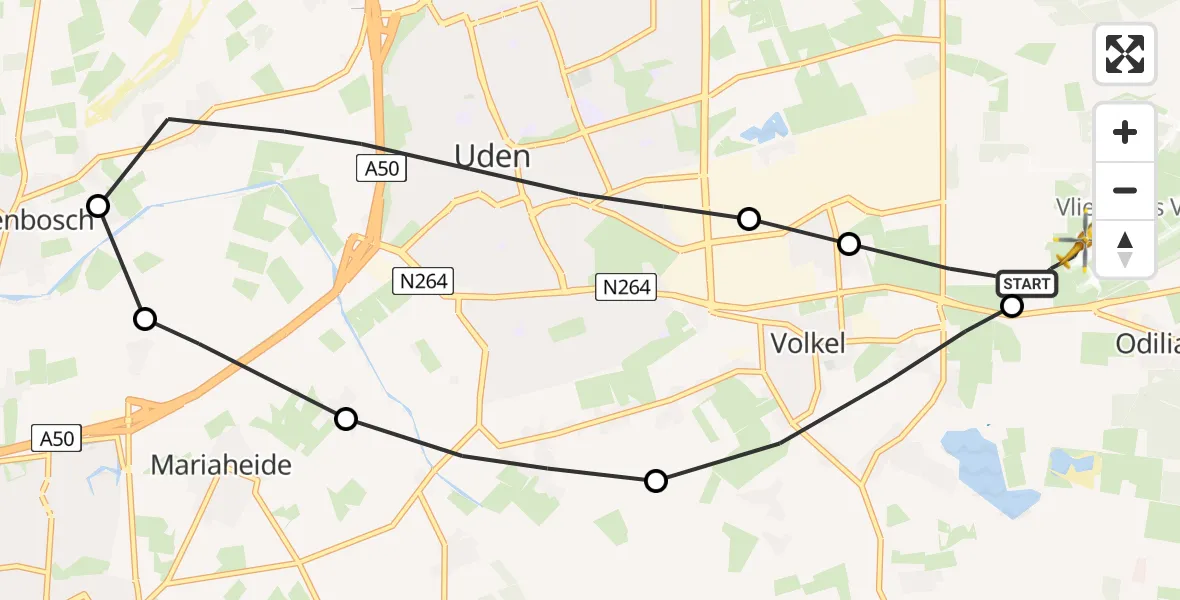 Vluchtroute Traumahelikopter Vliegbasis Volkel - Vliegbasis Volkel, 03 maart 2023, 18:14