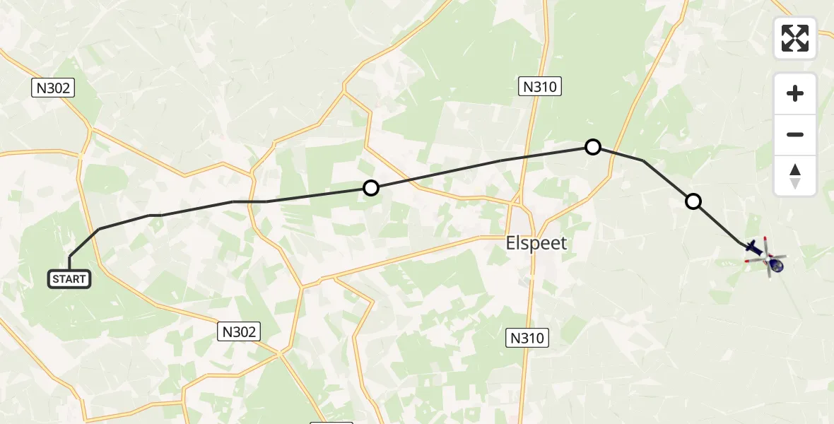 Vluchtroute Politiehelikopter Ermelo - Elspeet, 03 maart 2023, 18:48