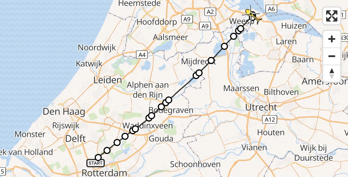 Routekaart van de vlucht: Lifeliner 2 naar Muiden