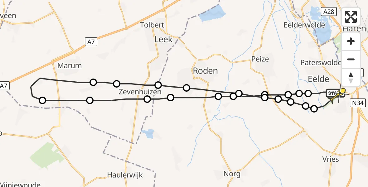 Routekaart van de vlucht: Lifeliner 4 naar Groningen Airport Eelde