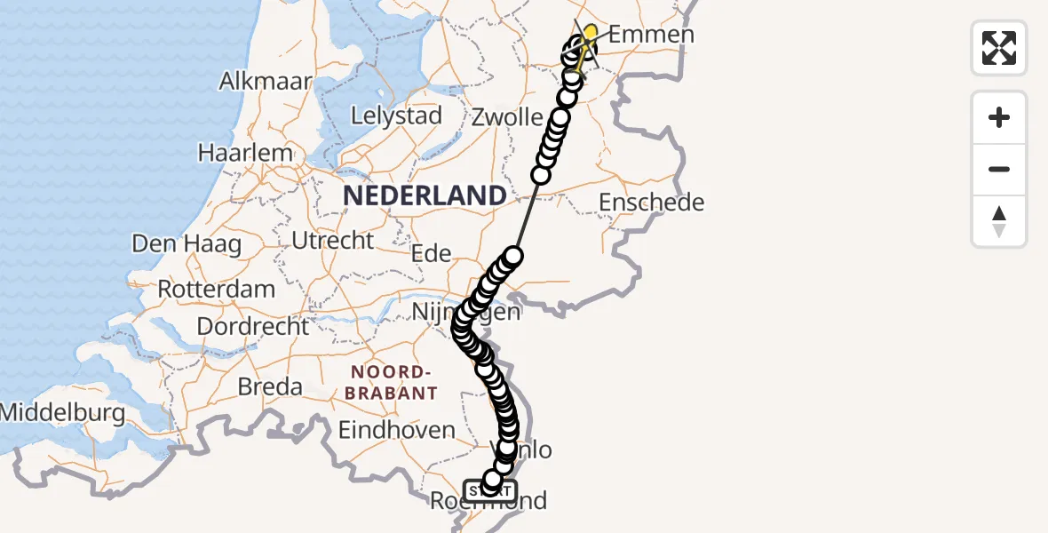 Routekaart van de vlucht: Politieheli naar Vliegveld Hoogeveen