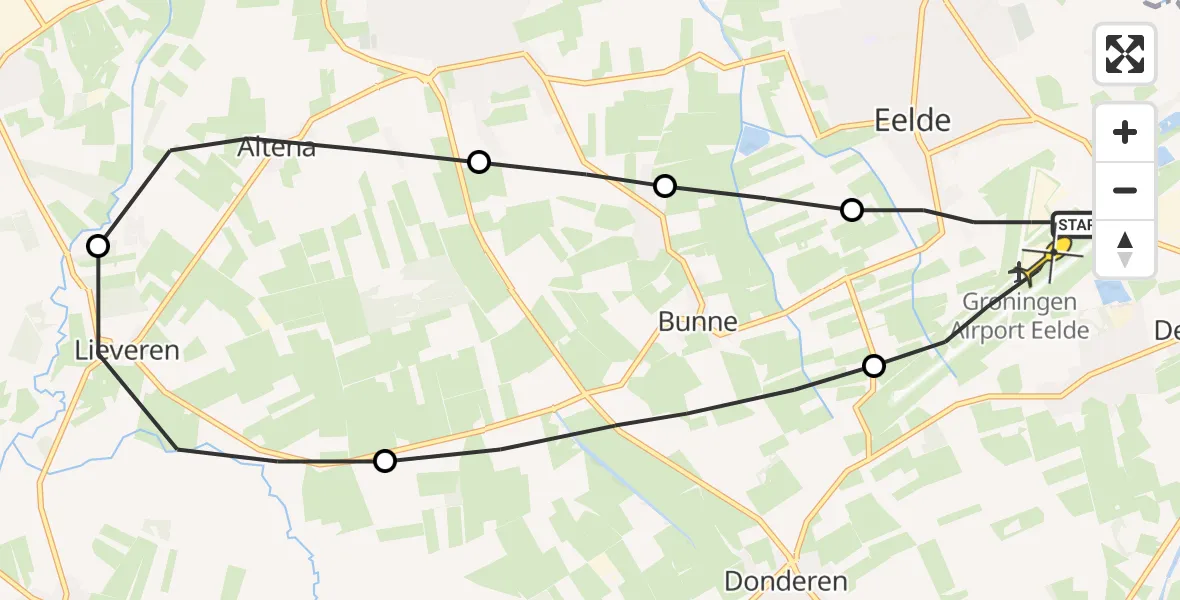 Routekaart van de vlucht: Lifeliner 4 naar Groningen Airport Eelde