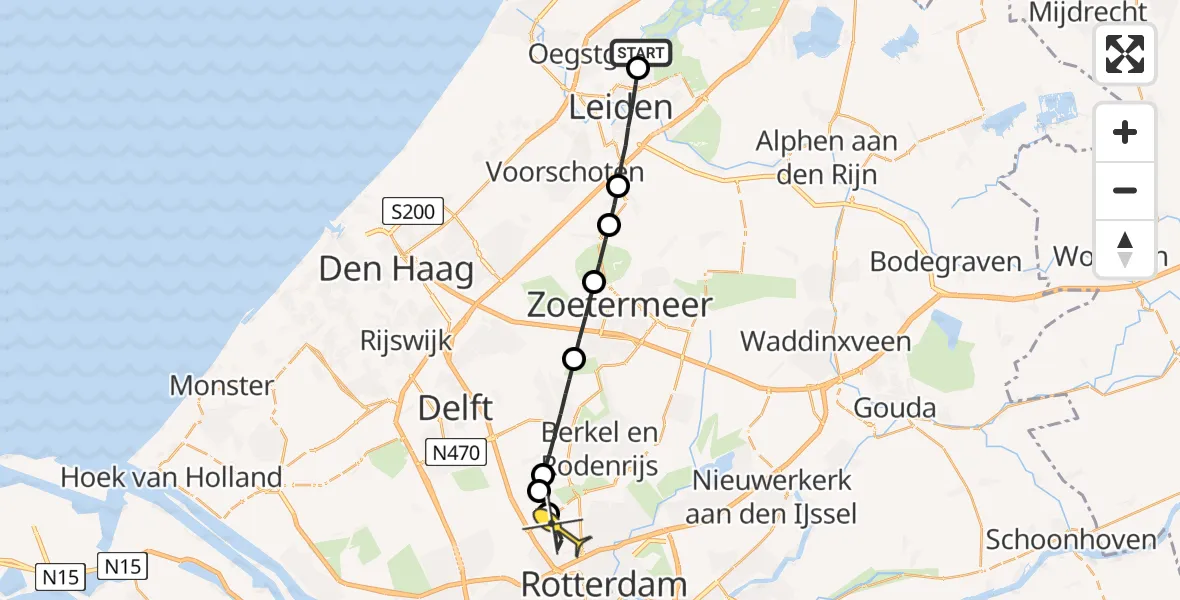 Routekaart van de vlucht: Lifeliner 2 naar Rotterdam The Hague Airport