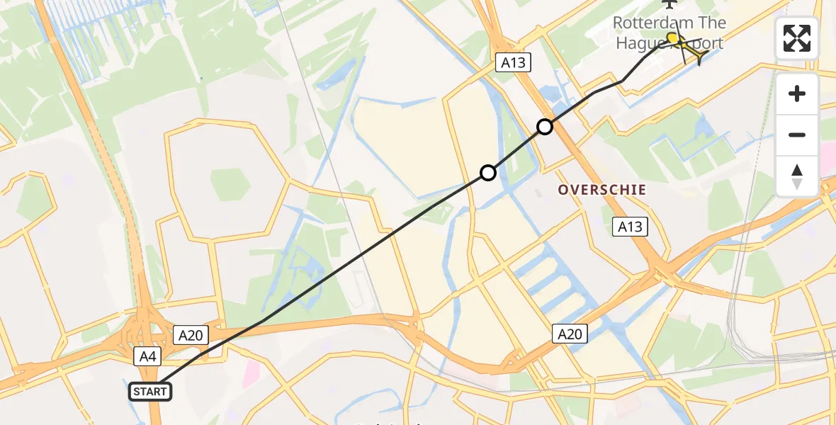 Routekaart van de vlucht: Lifeliner 2 naar Rotterdam The Hague Airport